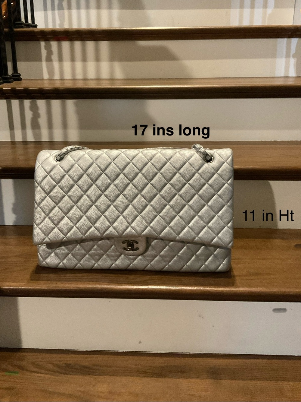 Inspired Luxury Quilted Silver Shoulder Bag with Chain Detail